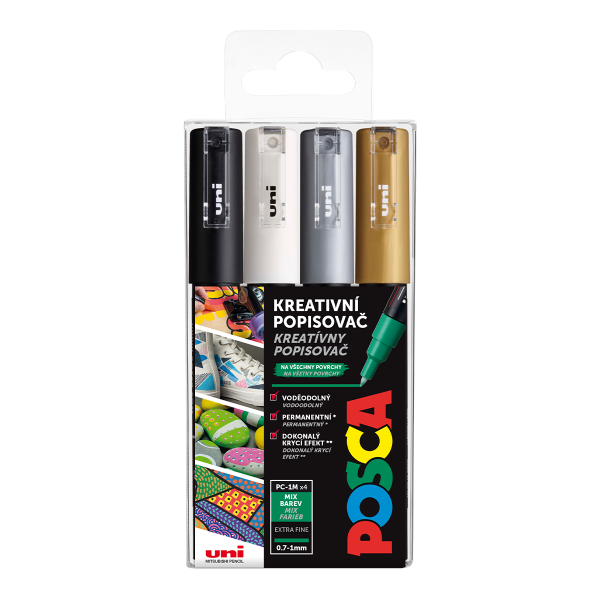 Posca sada popisovačů PC-1M, 0,7 - 1 mm, mix barev (4 ks)