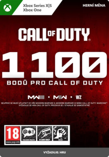 XSX Call of Duty 1100 bodů / El. licence / Akční / Angličtina / od 18 let / DLC pro Xbox Series (7F6-00509)