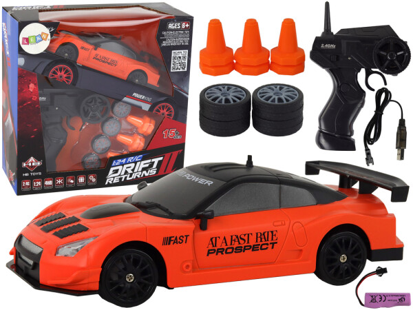 Mamido Sportovní autíčko na dálkové ovládání R/C 1:24 s vyměnitelnými koly oranžové