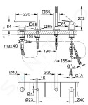 GROHE - Eurocube Vanová baterie na okraj vany, 4-otvorová instalace, kartáčovaný Hard Graphite 19897AL1