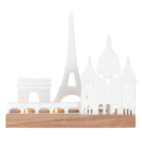 Räder Porcelánový svícen City Skyline Paris, bílá barva, dřevo, porcelán