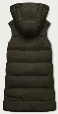 Khaki-černá oboustranná oversize vesta s kapucí (V724) odstíny zelené L (40)