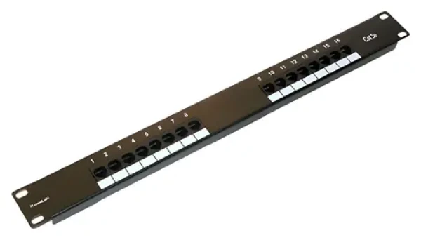 XtendLan 19" černý / Patch panel / 16 portů / RJ-45 / Cat5E / 1U (XL-PP19-16C5UD)