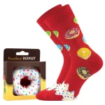 BOMA Ponožky vtipné DONUT v krabičce ČERVENÉ 38-41 118119