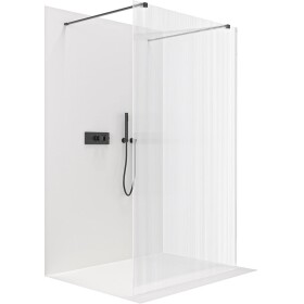 CERANO Sprchová zástěna Walk-in Onyx Duo L/P - 8 mm - hranatá vzpěra - černá matná, rýhované sklo - 90x200 cm