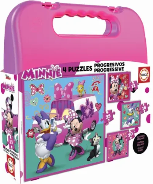 EDUCA Puzzle v kufříku Minnie a Daisy 4v1