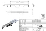 MIDAS Sprchový odvodňovací žlab SLIM DRAIN (nerez dno+tenký nerez.rošt+izolační manžeta 1000 mm) p4930