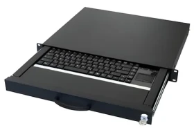 Aixcase 19" výsuvná klávesnice s touchpadem černá / Klávesnice / US rozložení / USB / 1U (AIX-19K1UKUSTP-B)