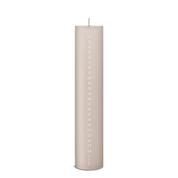 Ester & erik Adventní svíčka Kalenderlys Ø 5 cm – 22 Linen Grey, béžová barva, krémová barva, vosk