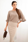Dámská viskózová tužková sukně s elastickým pasem tmavě béžová UNI