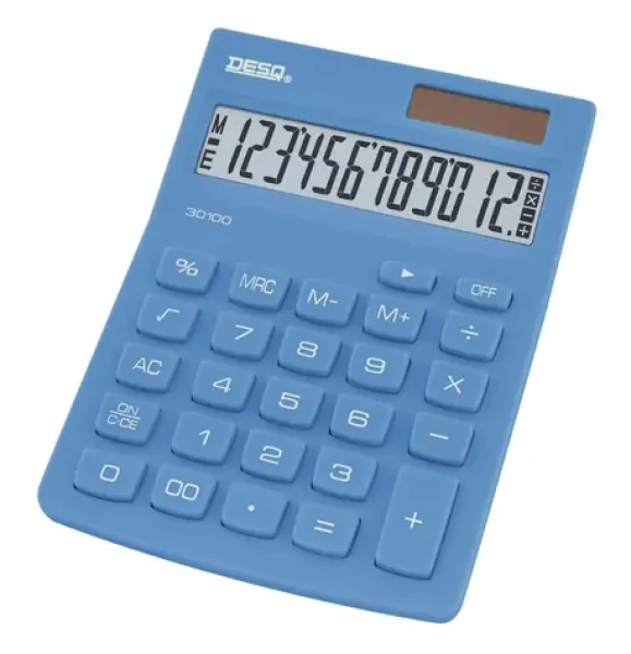 AVELI DESQ NG světle modrá / Stolní kalkulačka / 12místná / duální napájení (30100.16)