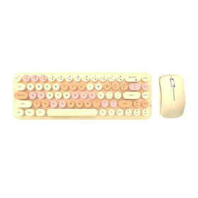 MOFII Bean 2.4G béžová / Set bezdrátové klávesnice + myši / US layout / 2.4Ghz USB dongle / 1200DPI (SMK-676367AG MilkTea)