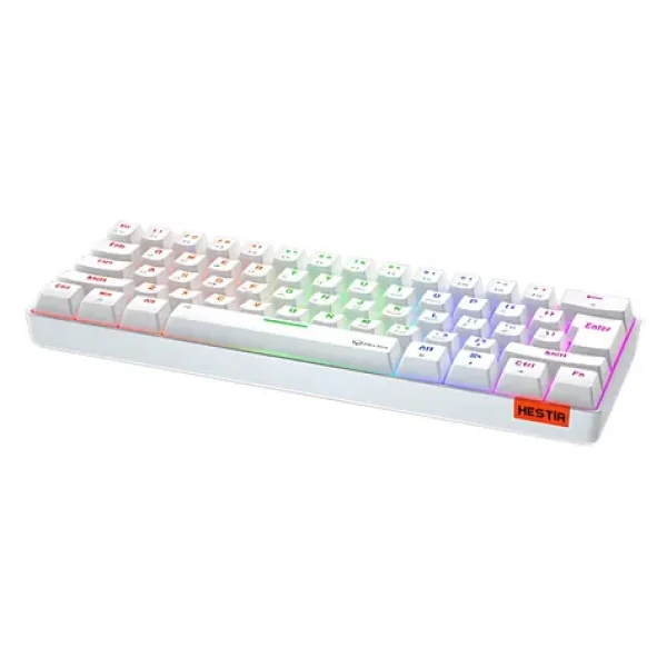 Meetion HESTIA bílá / Herní klávesnice / mechanická / OUTEMU Blue / USB-C / US layout (MK005)