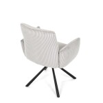 Židle jídelní, krémová manšestrová látka, 360° vratný mechanismus, černý kov