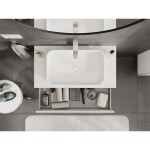 MEXEN/S - Rivel koupelnová skříňka pod umyvadlo 90 cm s deskou, 1 šuplík, reliéf , bílá mat 91A20-09023-1-BFC01