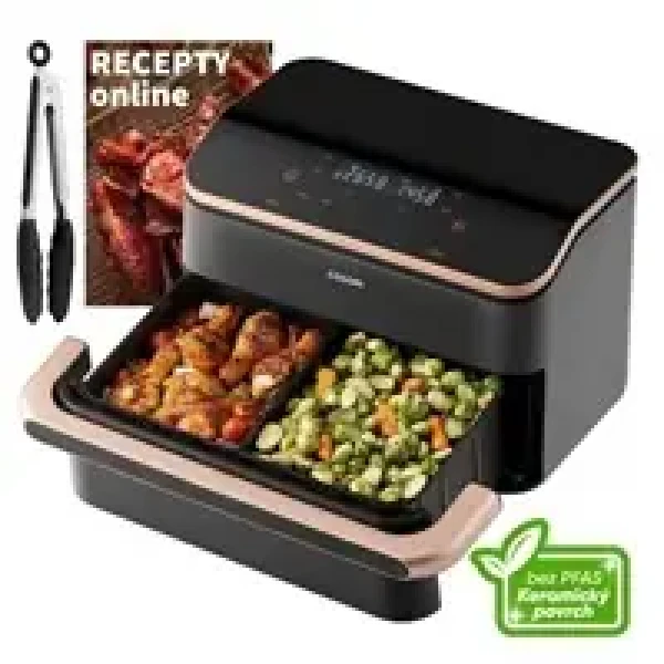 Cosori Dual Blaze TwinFry SMART černá / Horkovzdušná fritéza / 2800 W / 10 L / keramika (CAF-TF101S-AEUR)