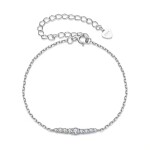 Stříbrný náramek Ailana MOISSANITE + CERTIFIKÁT, Stříbrná 40 cm + 5 cm (prodloužení)