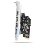 AXAGON PCEU-430RS, PCIe řadič, 4x USB 5Gbps port, SATA napájení, Renesas PD720201, SP (PCEU-430RS)