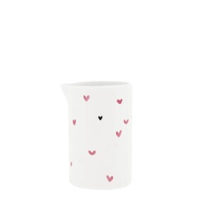 Bastion Collections Keramický džbánek White / Pink Hearts 250 ml, růžová barva, keramika