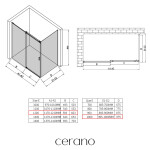CERANO - Sprchový kout Santoro - levá - 6 mm - chrom, mléčné sklo - 120x100 - posuvný CER-665704