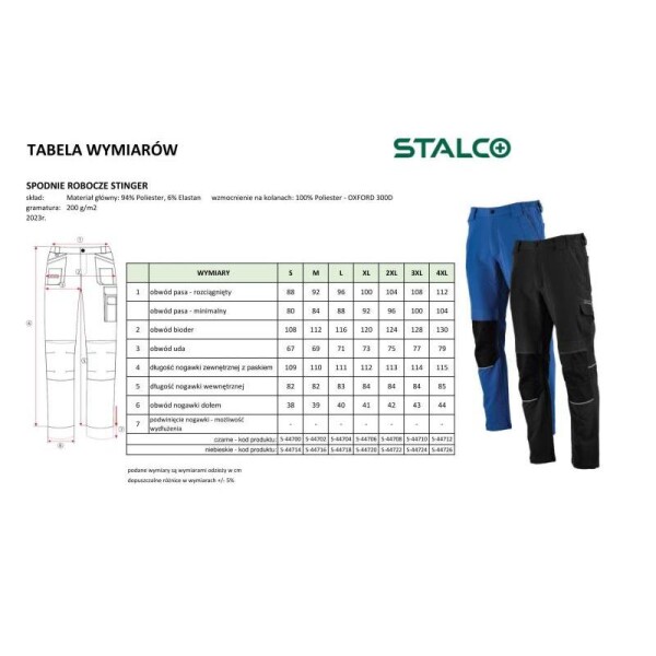 Kalhoty pracovní STINGER, šedé, 4XL, STALCO