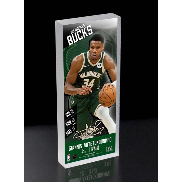 Obraz Milwaukee Bucks NBA Giannis Antetokounmpo Player Ticket 3D Block Art