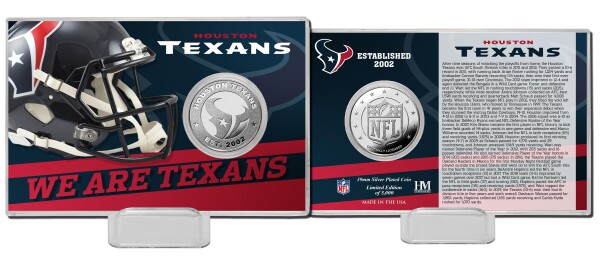Highland Mint Mince Houston Texans NFL Team History Silver Coin Card