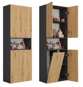FRONTI Koupelnová skříňka NEL DK 1K 60 Antracit + dub artisan