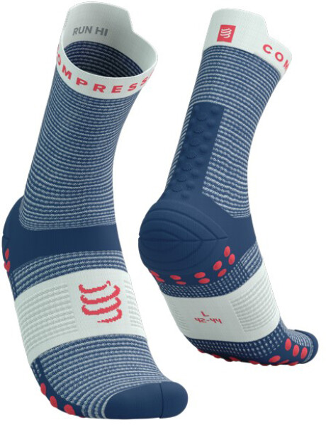 Běžecké kompresní ponožky Compressport Pro Racing Socks v4.0 Run High - Blues/Sugar Velikost: EU 35-38