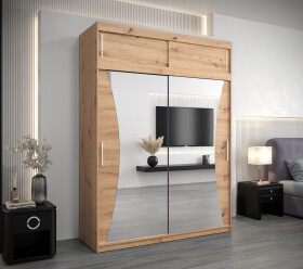 Šatní skříň Abi Mo s nástavcem Barva korpusu: Dub artisan, Rozměry: 180 cm, Dveře: Dub artisan