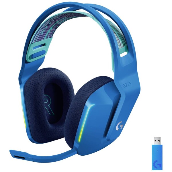 Logitech Gaming G733 LIGHTSPEED Headset otevřená (On Ear) bezdrátová 7.1 Surround modrá regulace hlasitosti Gaming