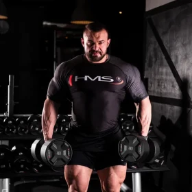 HMS HPC Polyuretanová jednoručka 40 kg / Jednoruční činka / ocel + polyuretan / rádlovaný úchop