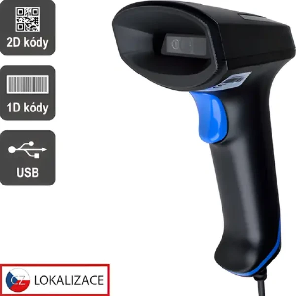 Virtuos HT-851A černá / Snímač čárových kódů / 1D 2D / emulace RS-232 / USB / bez stojánku (EHE0019)