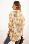 Dámská kostkovaná bavlněná košile s efektem obnošení hořčicová UNI