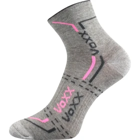VOXX Ponožky bavlněné sportovní FRANZ 03 světle šedé melé s růžovou (3 páry) 35-38 114577