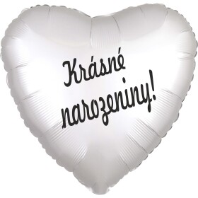 Balónek fóliový bílé srdíčko Krásné narozeniny! balonky.cz Balónek fóliový bílé srdíčko Krásné narozeniny! balonky.cz