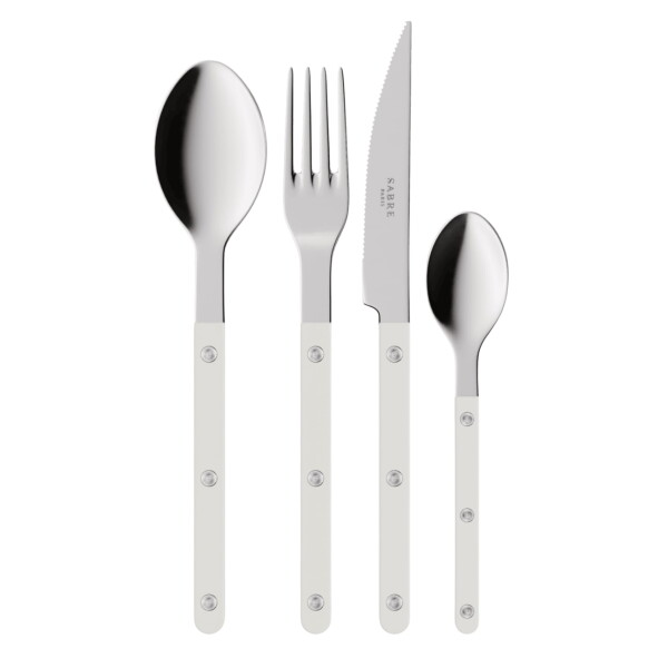 SABRE PARIS 4-dílná sada příborů Bistrot Brillant – White, bílá barva, kov