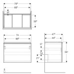 GEBERIT - Acanto Umyvadlová skříňka, 74x54x48 cm, 1 zásuvka, dub 503.004.JH.1
