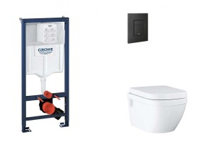GROHE - Rapid SL Set předstěnové instalace, klozetu, sedátka SoftClose a tlačítka Even, phantom black SANI11BB5119