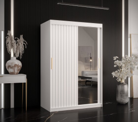 Šatní skříň Abi Riflo Wave 2 Barva korpusu: Bílá, Rozměry: 120 cm, Dveře: Bílá se zrcadlem