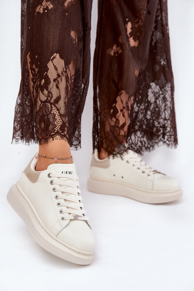 Kožené Dámské Tenisky Na Platformě Béžové GOE RR2N4004 39