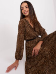 Hnědočerné šaty s leopardím vzorem s páskem