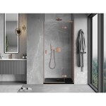 MEXEN/S - Mist-H L sprchové dveře křídlové pravé 95, transparent, měď kartáčovaná 8A5L-095-000-65-00-P