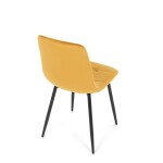 Židle jídelní, žlutá sametová látka, nohy černý kov