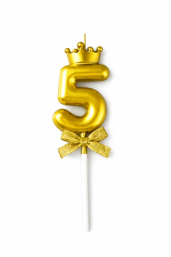 Dortová svíčka s "korunkou" zlatá č.5