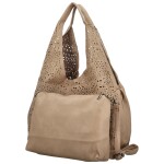 Módní koženková sada kabelek přes rameno a crossbody Saga, světle béžová