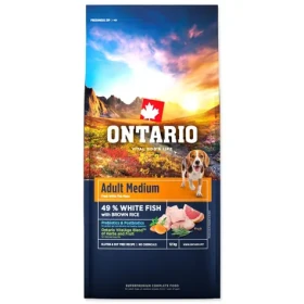 Ontario Adult Medium Fish Brown Rice 12kg / Granule pro dospělé psy (214-13122)