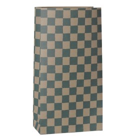 Maileg Papírový sáček Checker Petrol 30,5 cm – set 5 kusů, zelená barva, papír