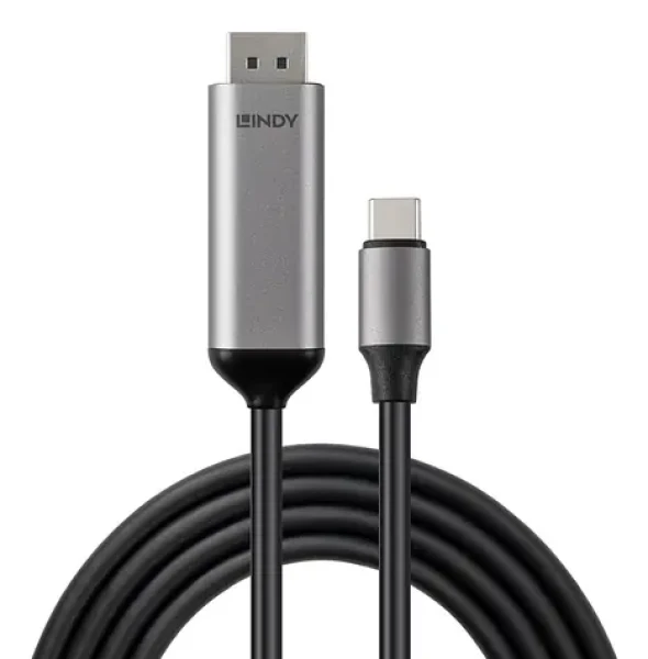 Lindy USB-C - DisplayPort šedá / Kabel / DisplayPort 1.4 / 8K60Hz obousměrný / 1 m (43503)