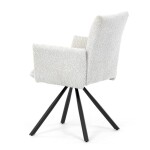 Židle jídelní, krémová látka, černý kov, otočný mechanismus 90°/90° (L/P) - funkce reset